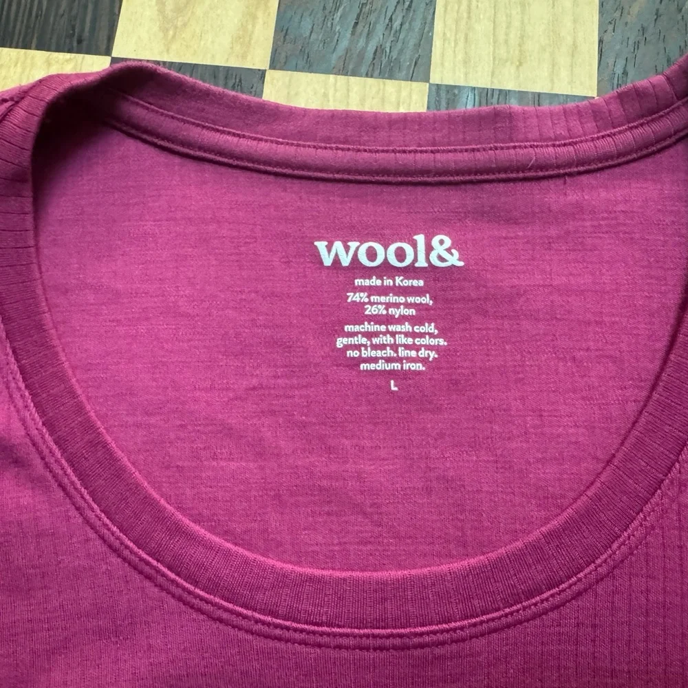 Wool& (Beetroot!) Celine Ribbed Elbow Sleeve Tee - Picture 3 of 6